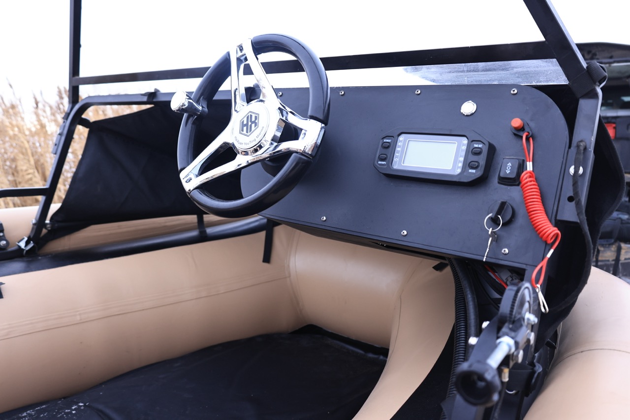Seal Craft helm with steering wheel and gauge
